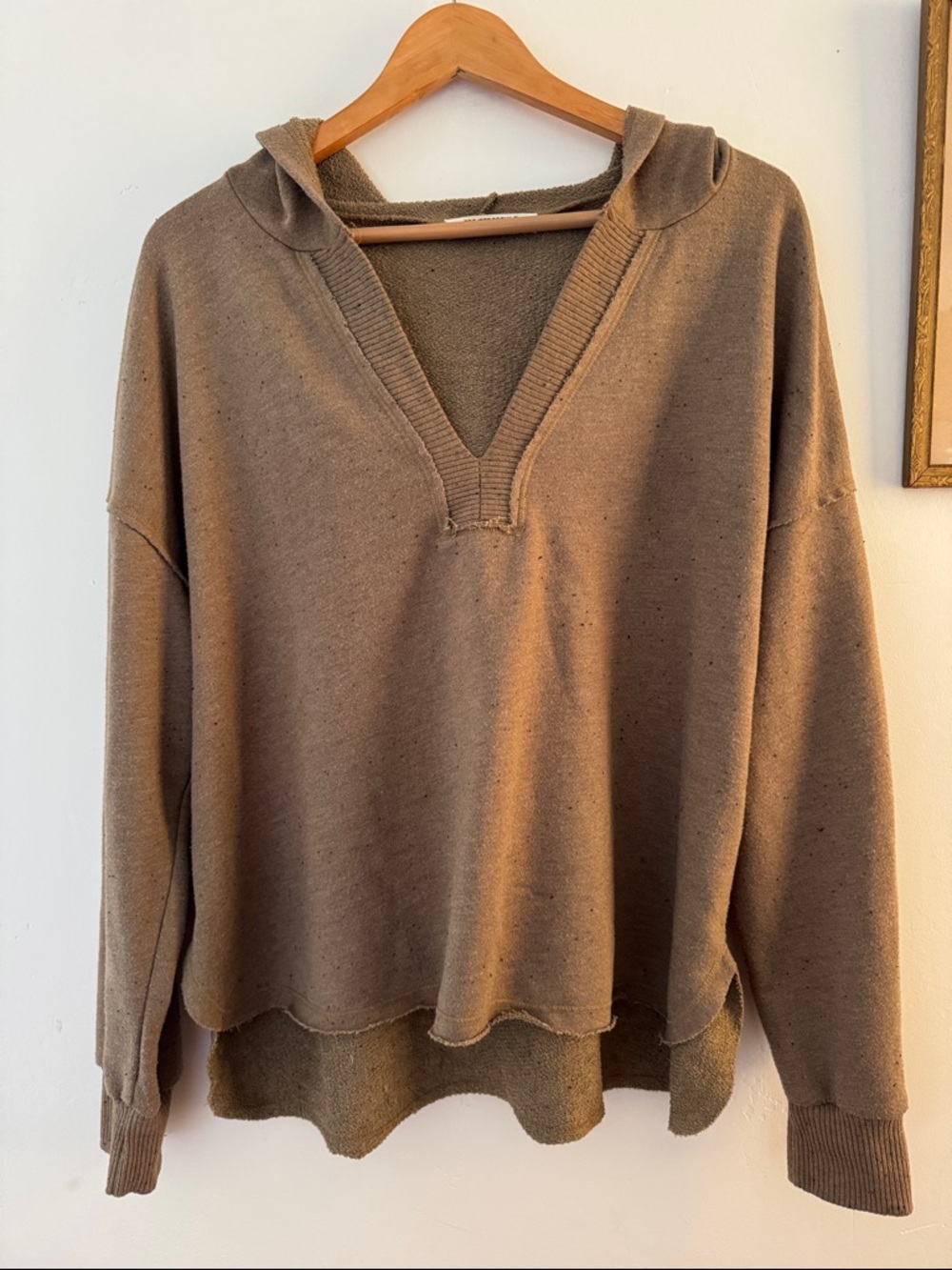 Brown Hoodie Sweater - Cozy V-Neck Pullover
